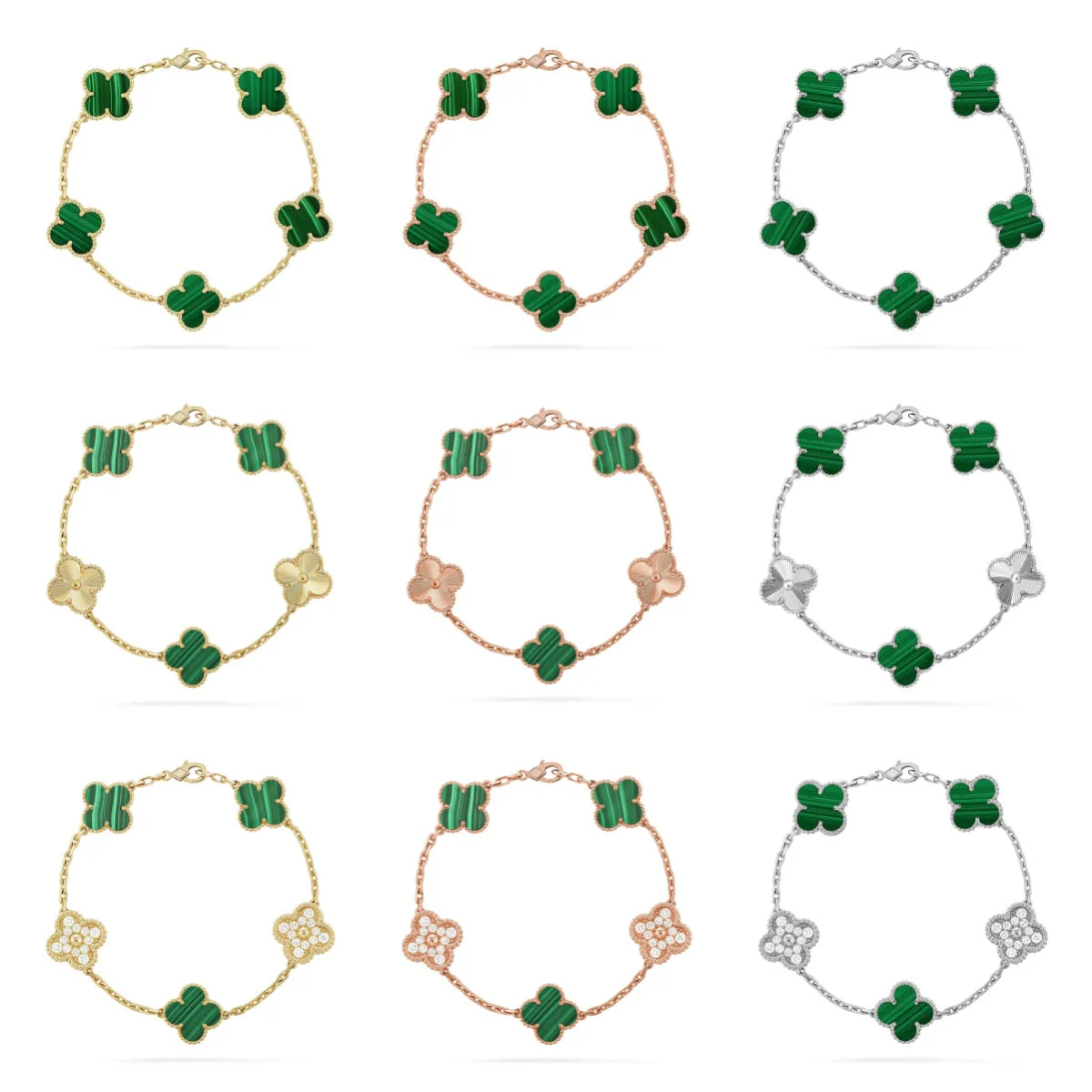 [⭐Haelin Jewelry] CLOVER 5 MOTIF MALACHITE BRACELET COLLECTION