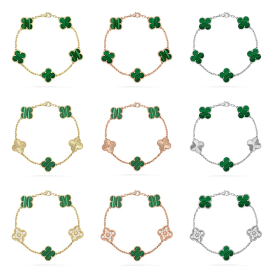 [⭐Haelin Jewelry] CLOVER 5 MOTIF MALACHITE BRACELET COLLECTION
