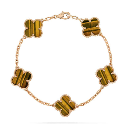 [⭐Haelin Jewelry] CLOVER 5 MOTIFS TIGER EYE BRACELET COLLECTION