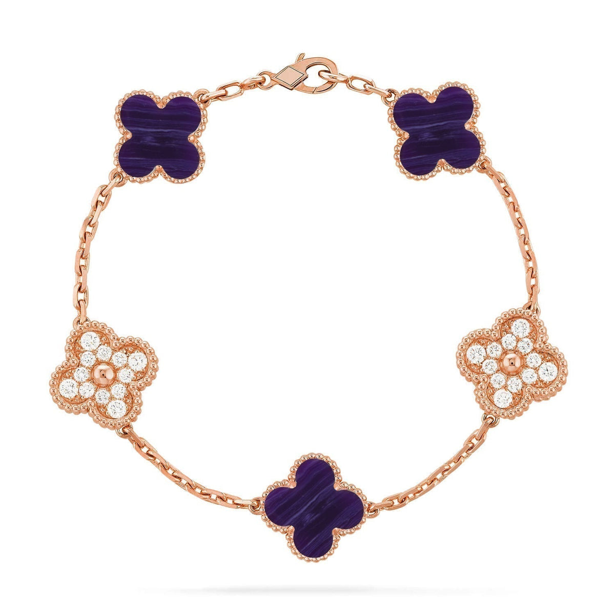 [⭐Haelin Jewelry]CLOVER 5 MOTIF PURPLE STRIPES BRACELET COLLECTION