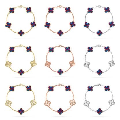 [⭐Haelin Jewelry]CLOVER 5 MOTIF COLOR GEMSTONES BRACELET COLLECTION