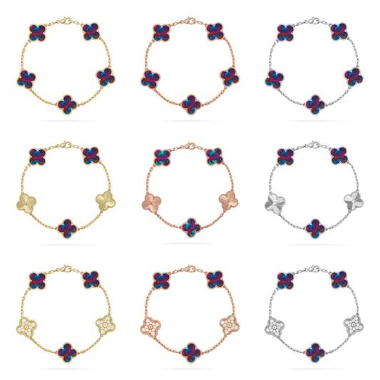 [⭐Haelin Jewelry]CLOVER 5 MOTIF COLOR GEMSTONES BRACELET COLLECTION