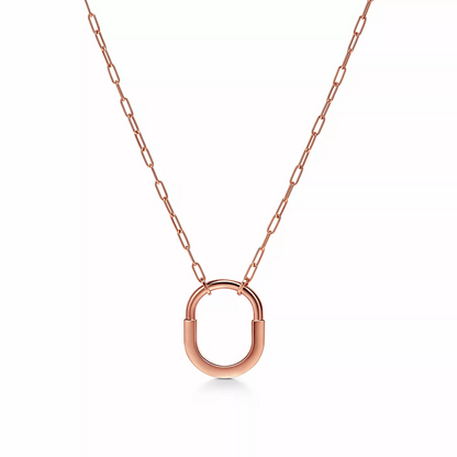 [Haelin Jewelry]LOCK MEDIUM PENDANT PINK DIAMOND PINK GOLD NECKLACE