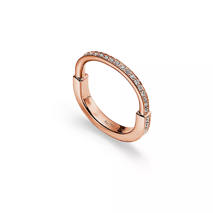 [Haelin Jewelry]LOCK RING PINK GOLD DIAMOND PAVED
