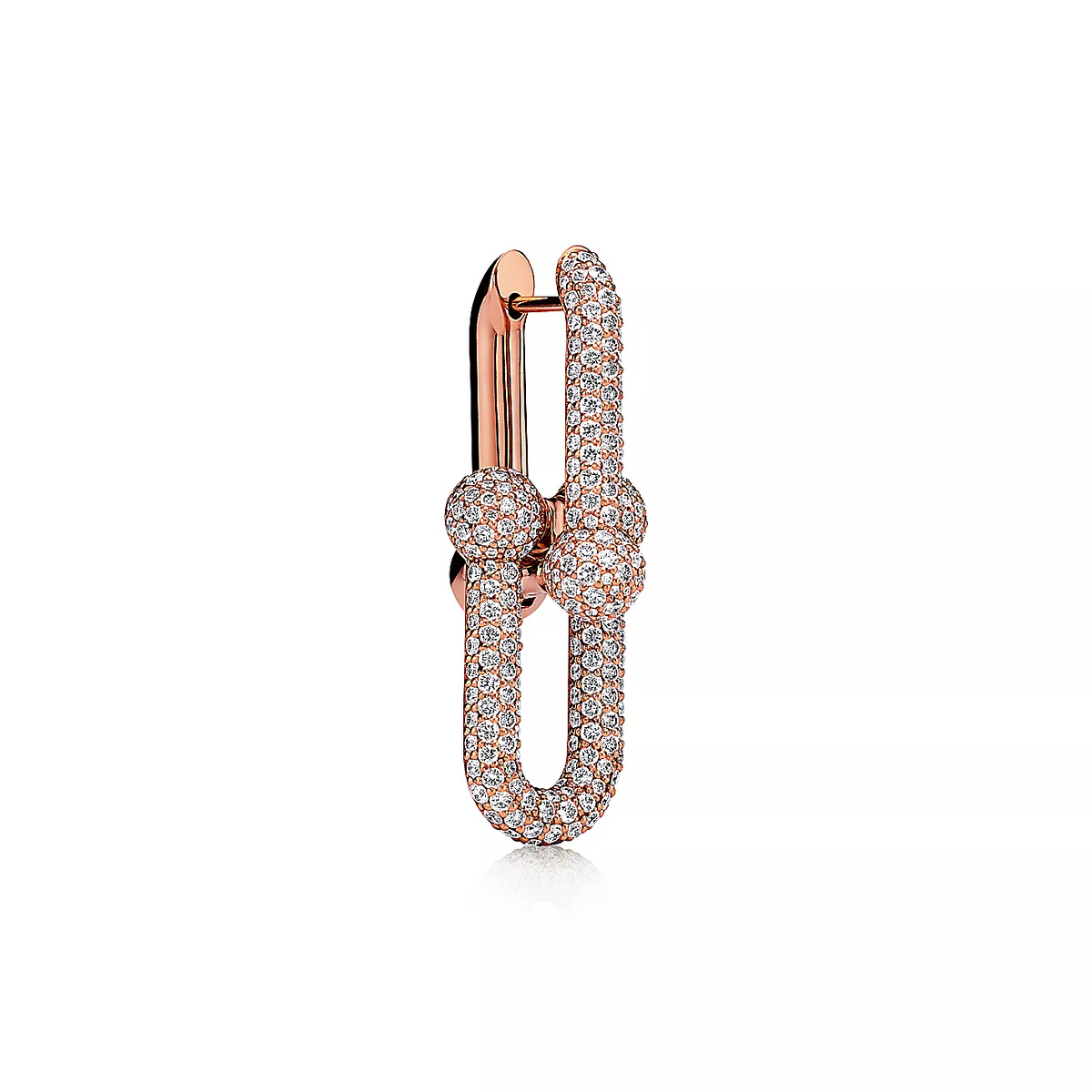 [Haelin Jewelry]LARGE LINK EARRINGS PINK GOLD WITH PAVED DIAMONDS