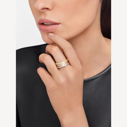 [⭐Haelin Jewelry]ZERO 1 THREE-BAND ROSE WHITE AND YELLOW RING