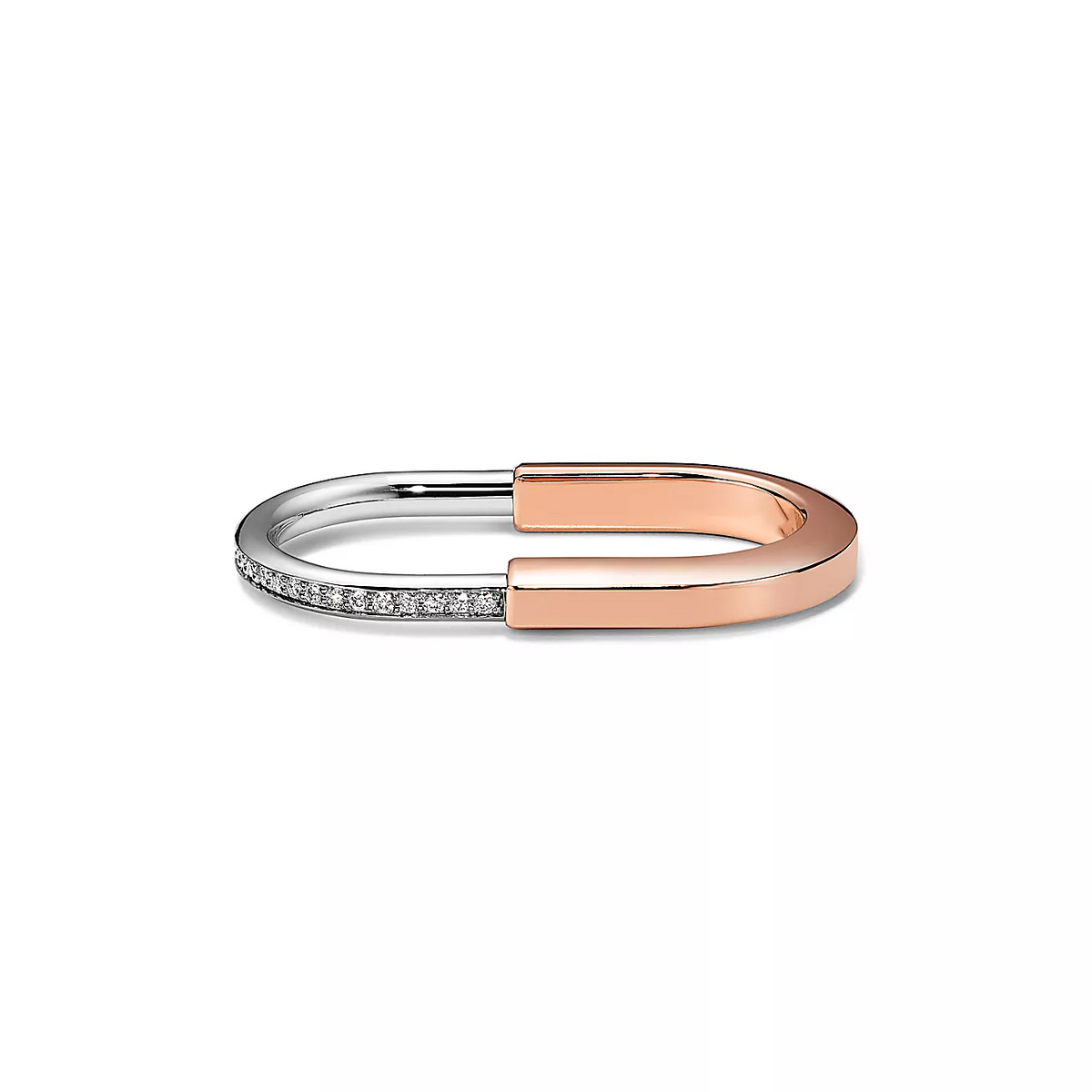 [Haelin Jewelry]LOCK RING TOW-FINGER ROSE AND WHITE GOLD DIAMONDS