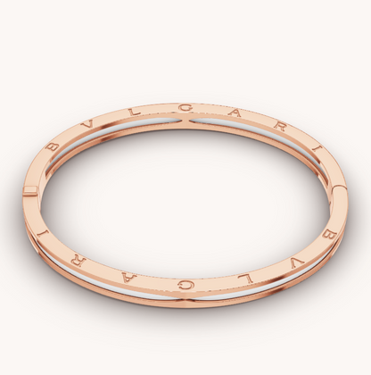 [⭐Haelin Jewelry]ZERO 1 PINK GOLD WITH WHITE CERAMIC BRACELET