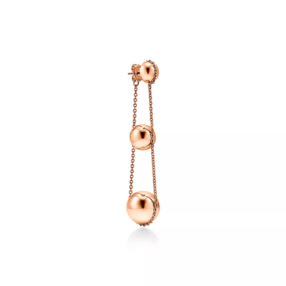[Haelin Jewelry]TRIPLE DROP PINK GOLD EARRINGS