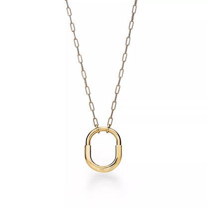 [Haelin Jewelry]LOCK NECKLACE MEDIUM PENDANT GOLD PAVED DIAMONDS
