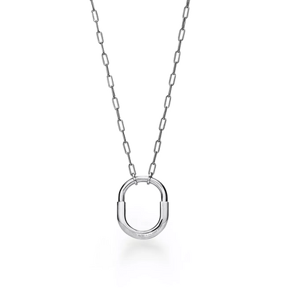 [Haelin Jewelry]LOCK NECKLACE MEDIUM PENDANT SILVER PAVED DIAMONDS