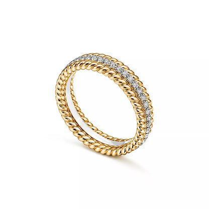 [Haelin Jewelry]ROPE TWO-ROW GOLD DIAMOND RING