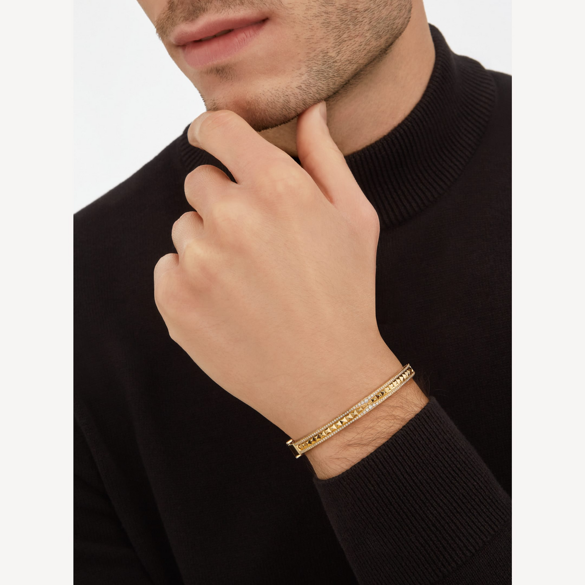 [⭐Haelin Jewelry]ZERO 1 SPIRAL AND PAVED DIAMOND GOLD BRACELET
