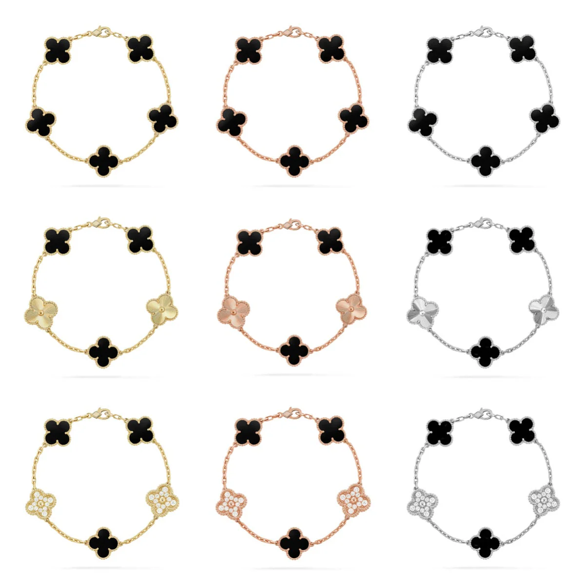 [⭐Haelin Jewelry] CLOVER 5 MOTIF ONYXS BRACELET COLLECTION