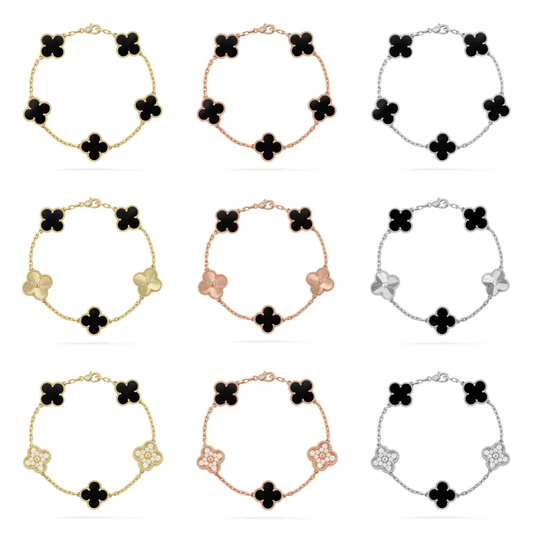 [⭐Haelin Jewelry] CLOVER 5 MOTIF ONYXS BRACELET COLLECTION
