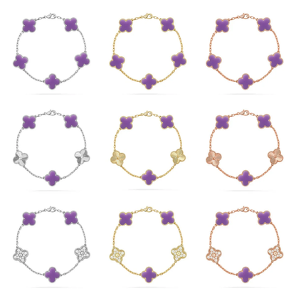 [⭐Haelin Jewelry]CLOVER 5 MOTIF LIGHT PURPLE BRACELET COLLECTION