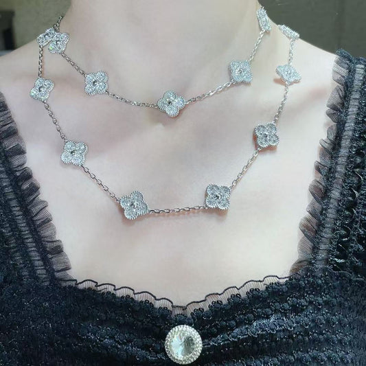 [⭐Haelin Jewelry]CLOVER 20 MOTIFS FULL-DIAMOND NECKLACE