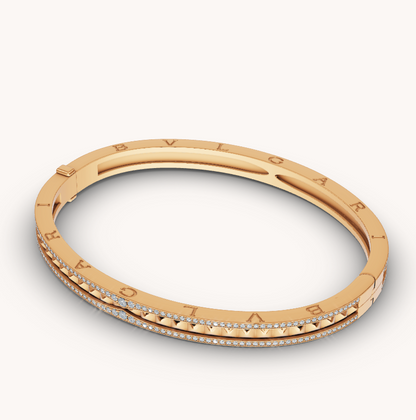 [⭐Haelin Jewelry]ZERO 1 SPIRAL AND PAVED DIAMOND GOLD BRACELET