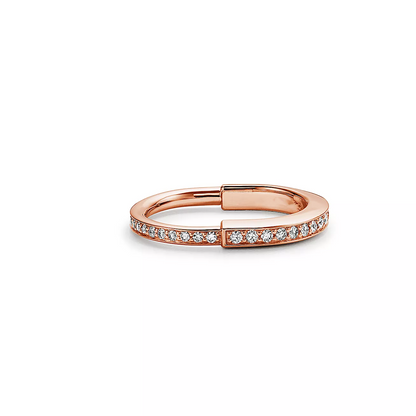 [Haelin Jewelry]LOCK RING PINK GOLD DIAMOND PAVED