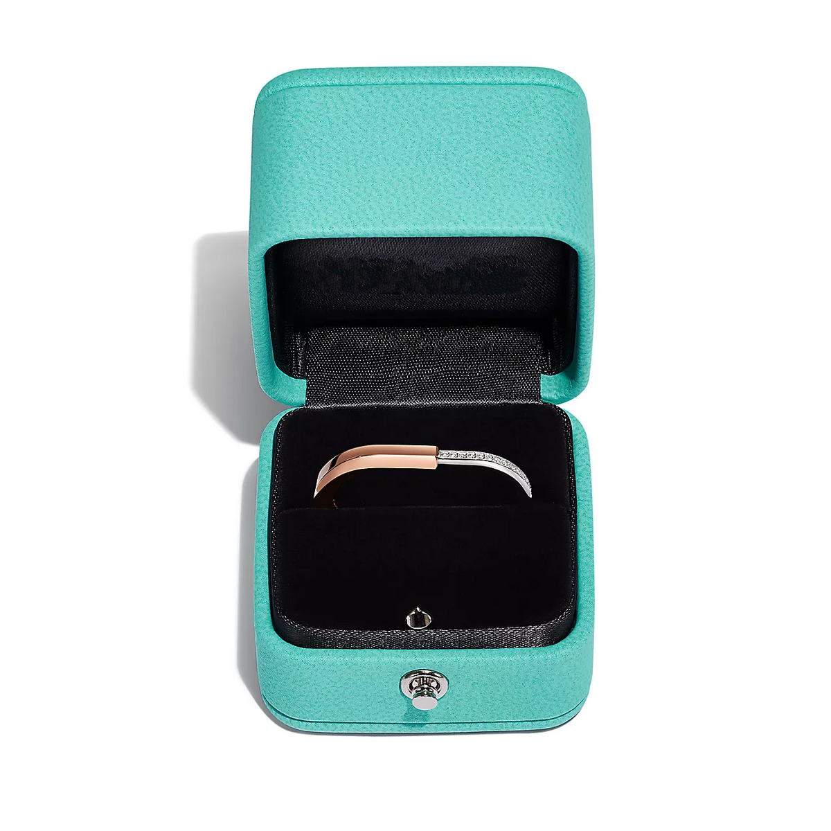 [Haelin Jewelry]LOCK RING TOW-FINGER ROSE AND WHITE GOLD DIAMONDS