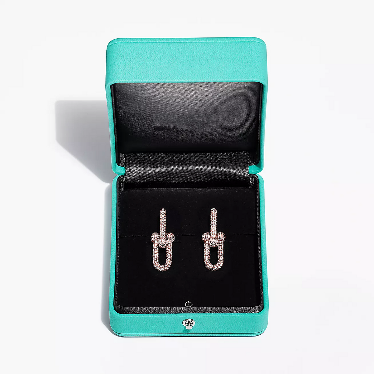 [Haelin Jewelry]LARGE LINK EARRINGS PINK GOLD WITH PAVED DIAMONDS
