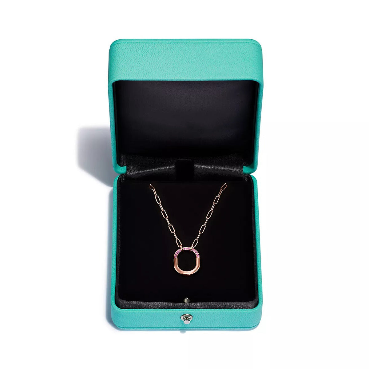 [Haelin Jewelry]LOCK SMALL PENDANT PINK DIAMOND PINK GOLD NECKLACE