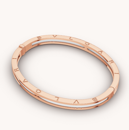 [⭐Haelin Jewelry]ZERO 1 PINK GOLD WITH WHITE CERAMIC BRACELET