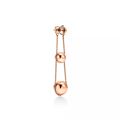 [Haelin Jewelry]TRIPLE DROP PINK GOLD EARRINGS