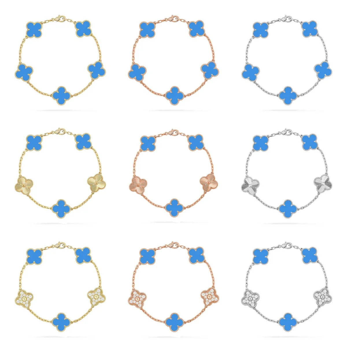 [⭐Haelin Jewelry] CLOVER 5 MOTIF BLUE AGATE BRACELET COLLECTION