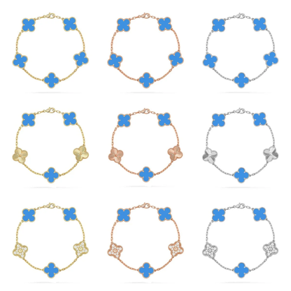 [⭐Haelin Jewelry] CLOVER 5 MOTIF BLUE AGATE BRACELET COLLECTION