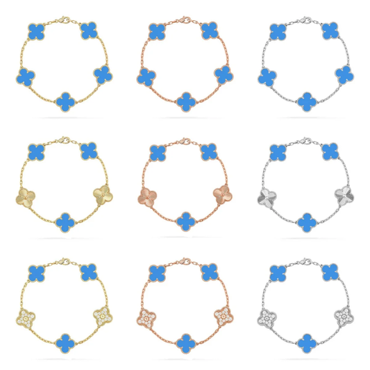 [⭐Haelin Jewelry] CLOVER 5 MOTIF BLUE AGATE BRACELET COLLECTION