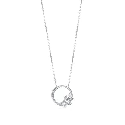 [Haelin Jewelry]DIAMOND VINE CIRCLE PENDANT PLATINUM NECKLACE