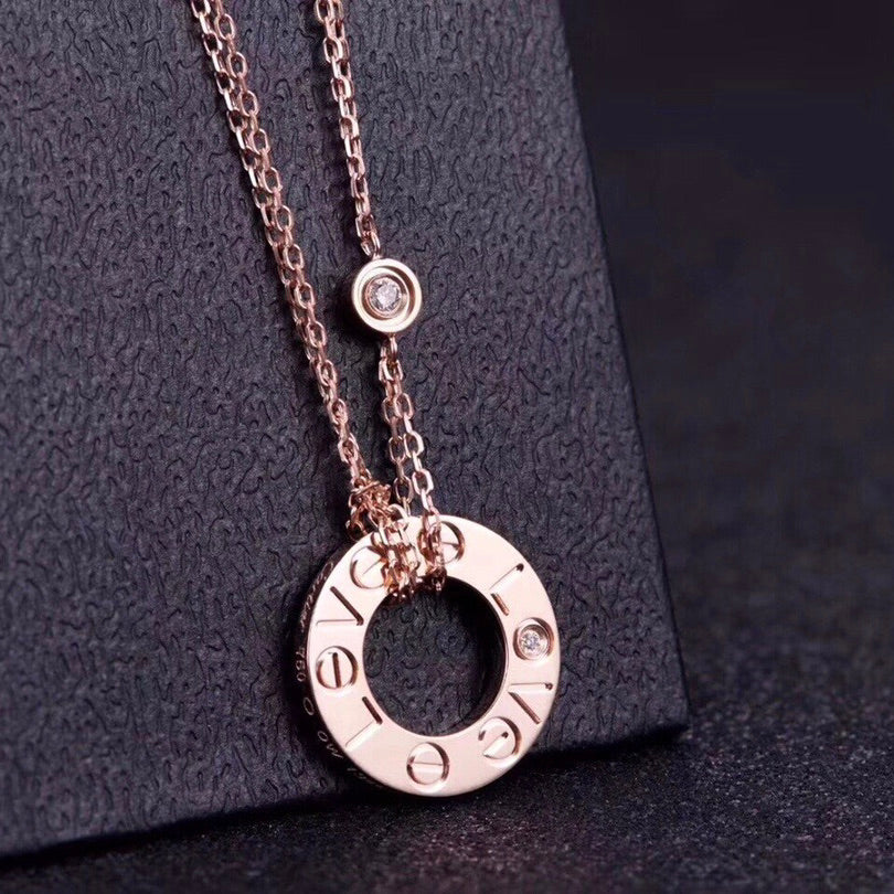 [⭐Haelin Jewelry]LOVE NECKLACE 16MM 2 DIAMONDS