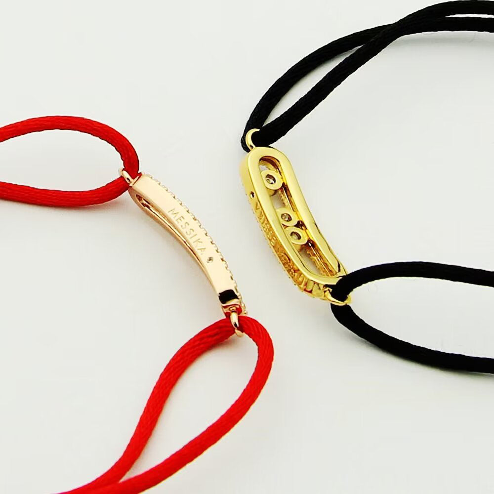 [⭐Haelin Jewelry]Messika Care(s) pink cord pavé bracelet
