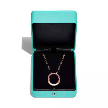 [Haelin Jewelry]LOCK MEDIUM PENDANT PINK DIAMOND PINK GOLD NECKLACE