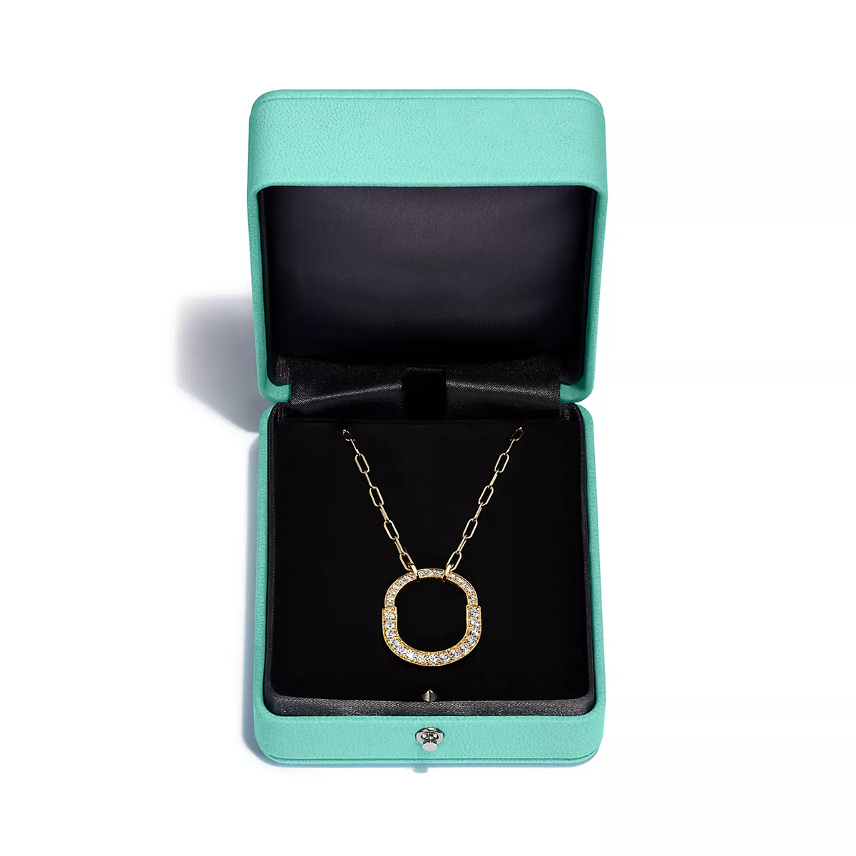 [Haelin Jewelry]LOCK NECKLACE MEDIUM PENDANT GOLD PAVED DIAMONDS