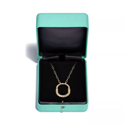 [Haelin Jewelry]LOCK NECKLACE MEDIUM PENDANT GOLD PAVED DIAMONDS
