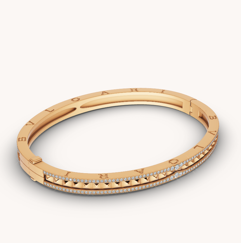 [⭐Haelin Jewelry]ZERO 1 SPIRAL AND PAVED DIAMOND GOLD BRACELET