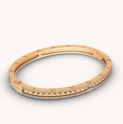 [⭐Haelin Jewelry]ZERO 1 SPIRAL AND PAVED DIAMOND GOLD BRACELET