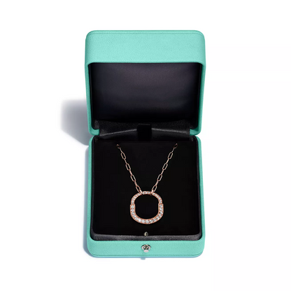 [Haelin Jewelry]LOCK NECKLACE MEDIUM PENDANT PINK GOLD PAVED DIAMONDS