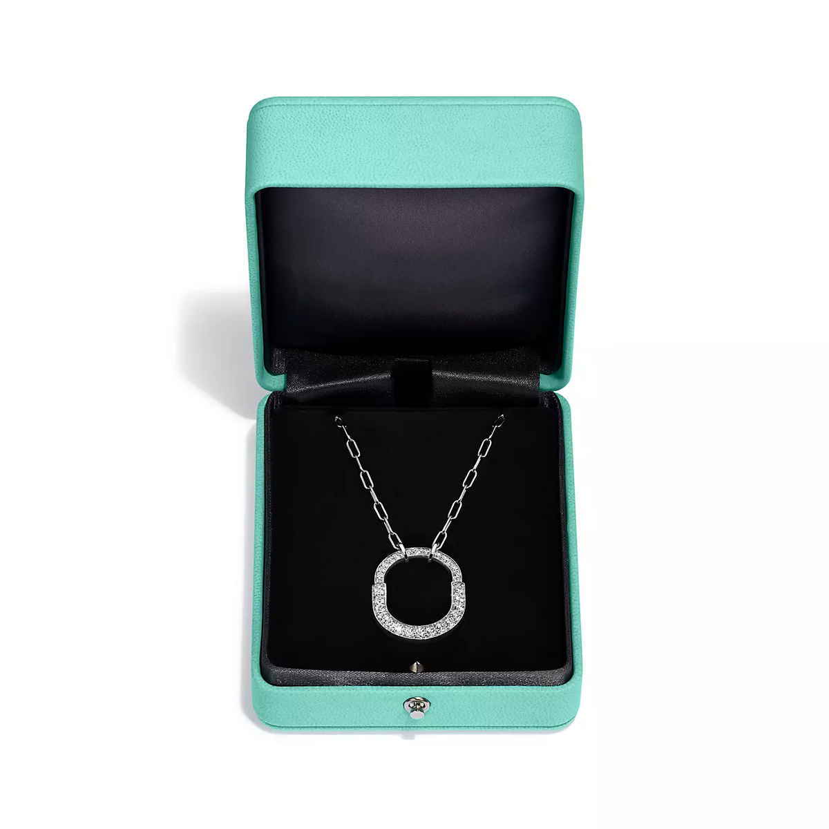 [Haelin Jewelry]LOCK NECKLACE MEDIUM PENDANT SILVER PAVED DIAMONDS
