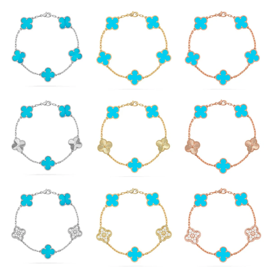 [⭐Haelin Jewelry] CLOVER 5 MOTIF TURQUOISE BRACELET COLLECTION