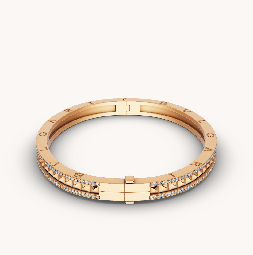 [⭐Haelin Jewelry]ZERO 1 SPIRAL AND PAVED DIAMOND GOLD BRACELET