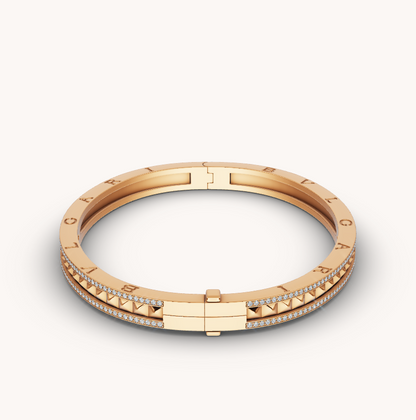 [⭐Haelin Jewelry]ZERO 1 SPIRAL AND PAVED DIAMOND GOLD BRACELET