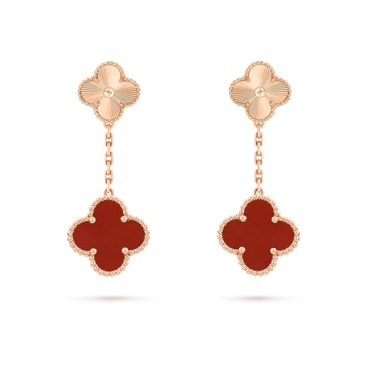 [⭐Haelin Jewelry]CLOVER 2 MOTIF  LASER CARNELIAN EARRINGS