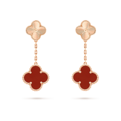 [⭐Haelin Jewelry]CLOVER 2 MOTIF  LASER CARNELIAN EARRINGS