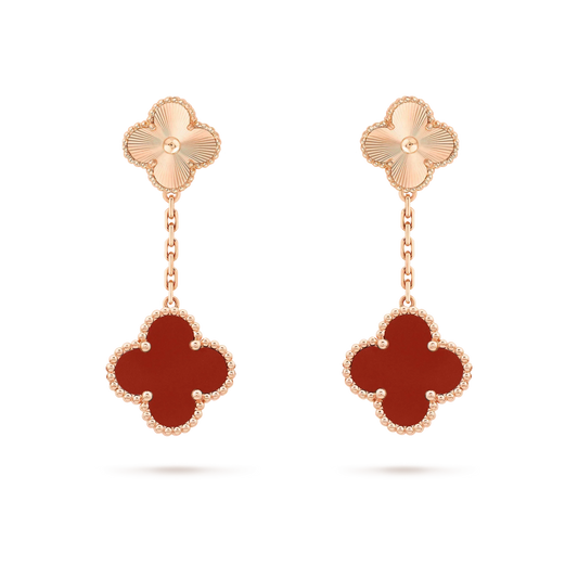 [⭐Haelin Jewelry]CLOVER 2 MOTIF  LASER CARNELIAN EARRINGS