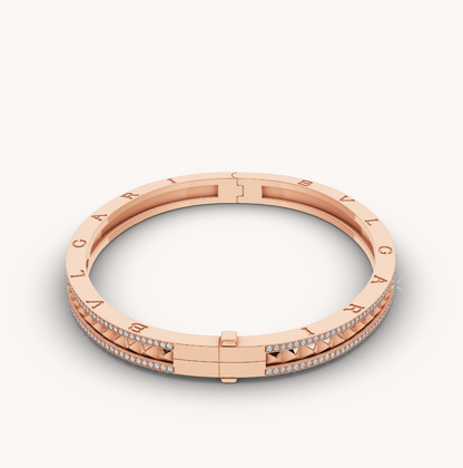 [⭐Haelin Jewelry]ZERO 1 SPIRAL AND PAVED DIAMOND PINK GOLD BRACELET