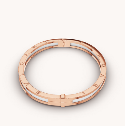 [⭐Haelin Jewelry]ZERO 1 PINK GOLD WITH WHITE CERAMIC BRACELET