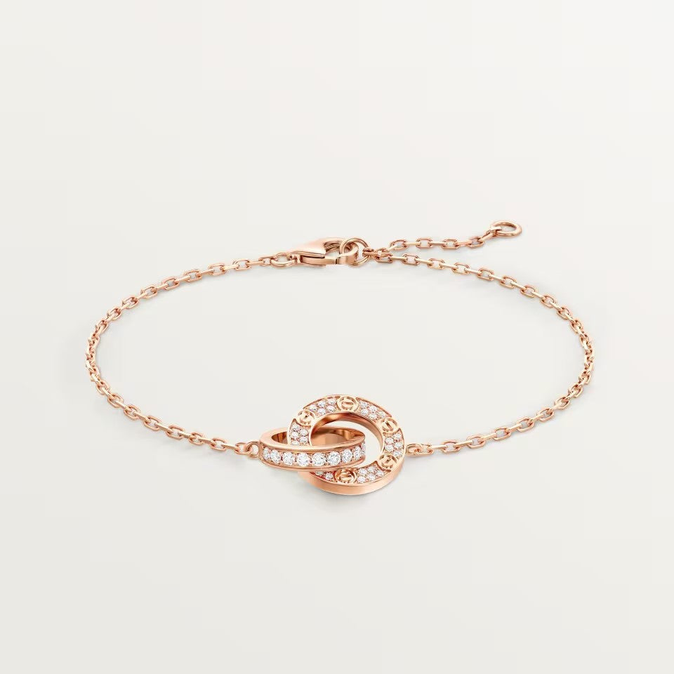 [⭐Haelin Jewelry]LOVE DOUBLE RING FULL DIAMOND BRACELET